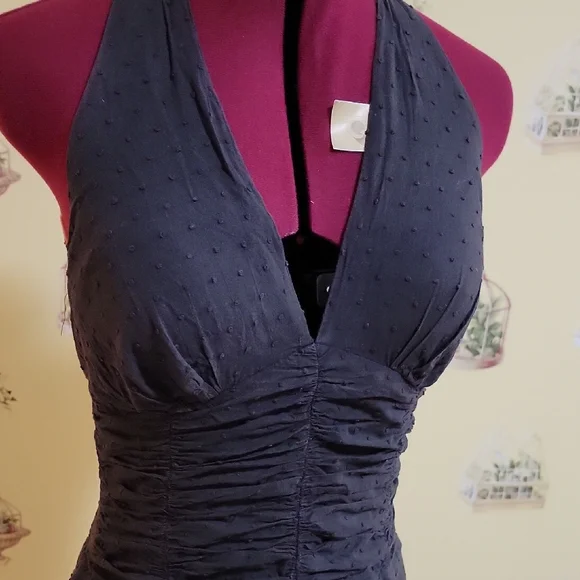 Black Ruched Halter Sundress - Picture 6 of 8